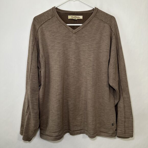 VTG 90s Tommy Bahama V-Neck Sweater Mens Size Medium Brown Made In Hong Kong - Picture 1 of 12